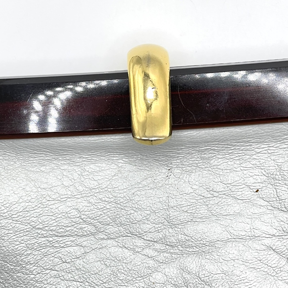 Italian Leather Lt Gray Lucite Clutch Purse Handbag Vintage - Picture 14 of 16